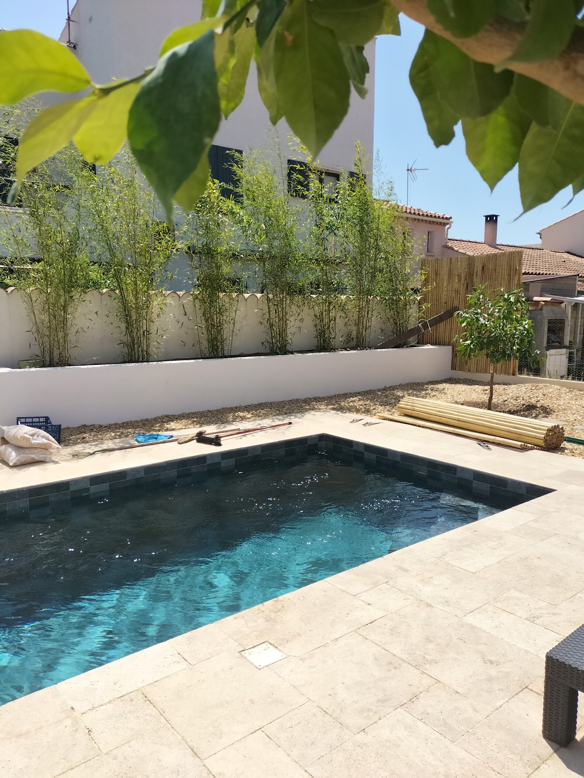 aménagement 3D terrasse bois + plantes locales